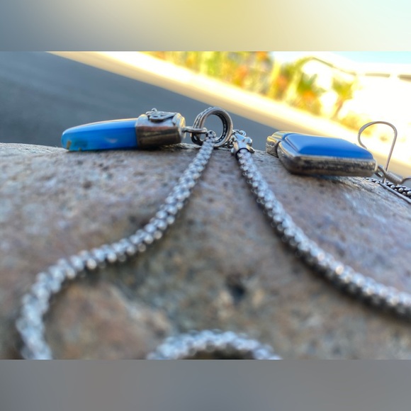 Stone Age sterling silver blue chalcedony earring and necklace set - Picture 6 of 7